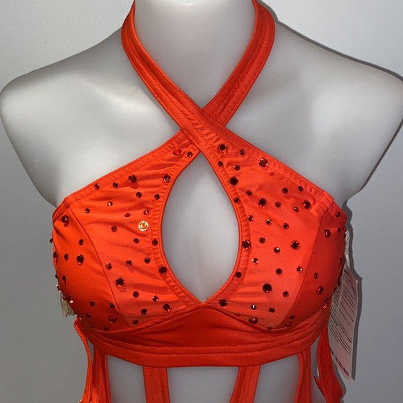 NWT* Orange & Cream Sparkle Fringe Dress - Picture 3 of 8